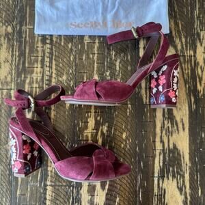 SEE BY CHLOÉ - Burgundy Strappy Suede Heels – 7 / 37